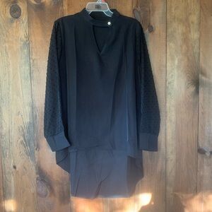 Long High-Low blouse with sheer sleeves